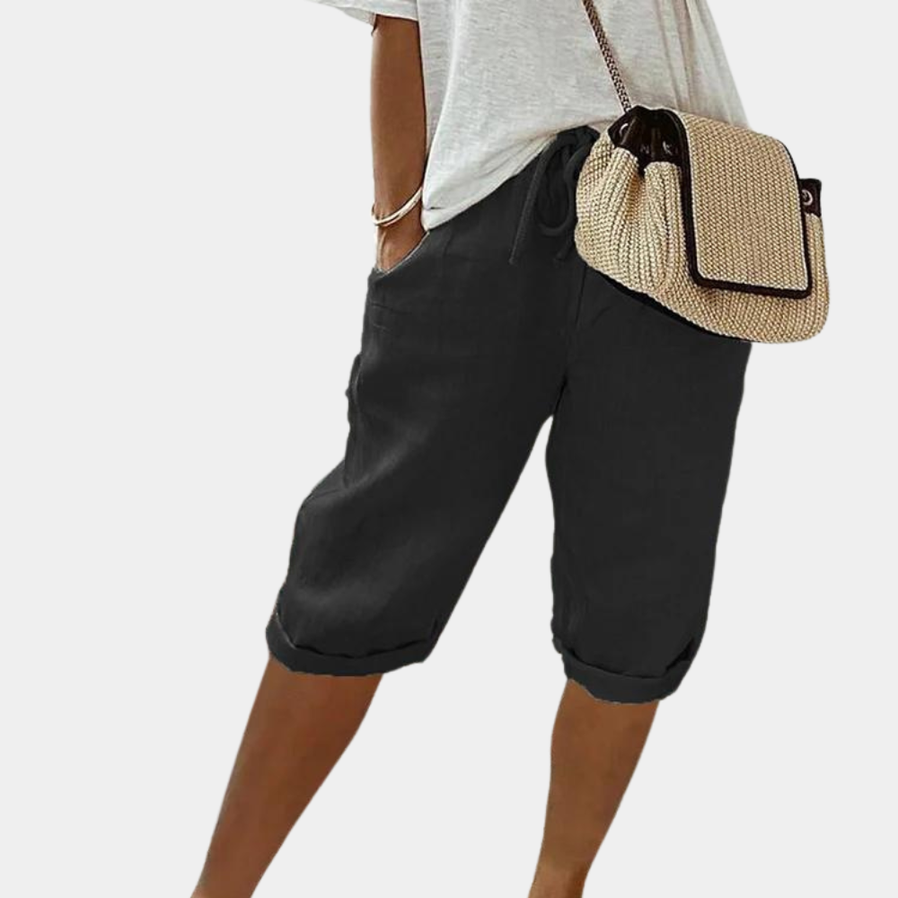 Dames Linnen Korte Broek Comfort Fit