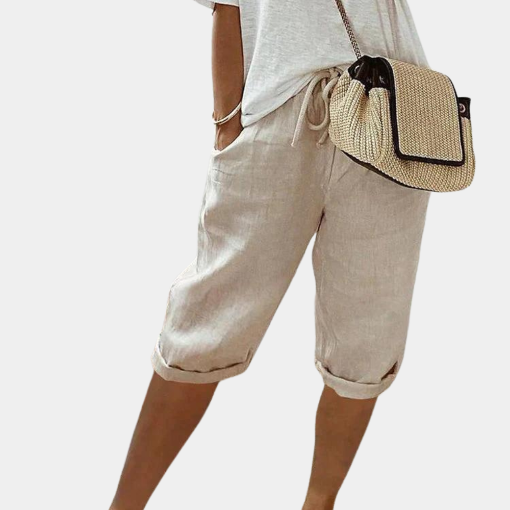 Dames Linnen Korte Broek Comfort Fit