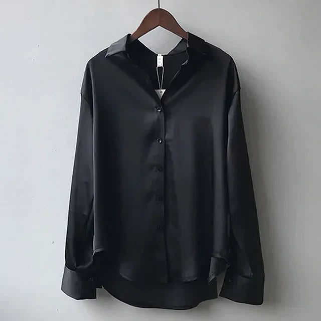 Dames Losse Blouse met Luxe Glans