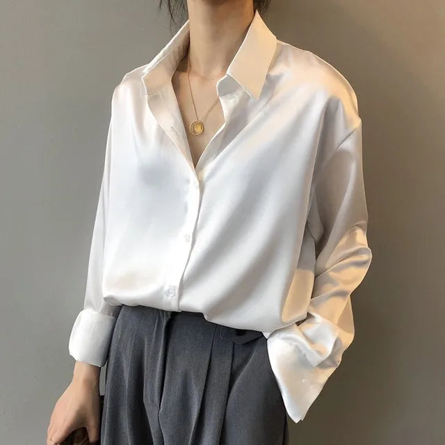 Dames Losse Blouse met Luxe Glans