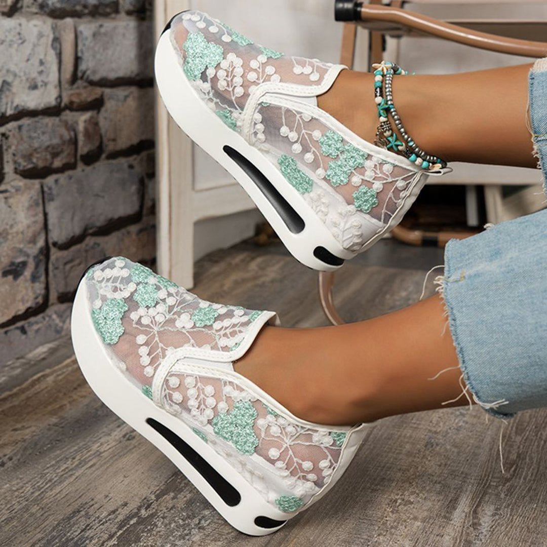 Dames Sneakers met Kant en Bloemenprint