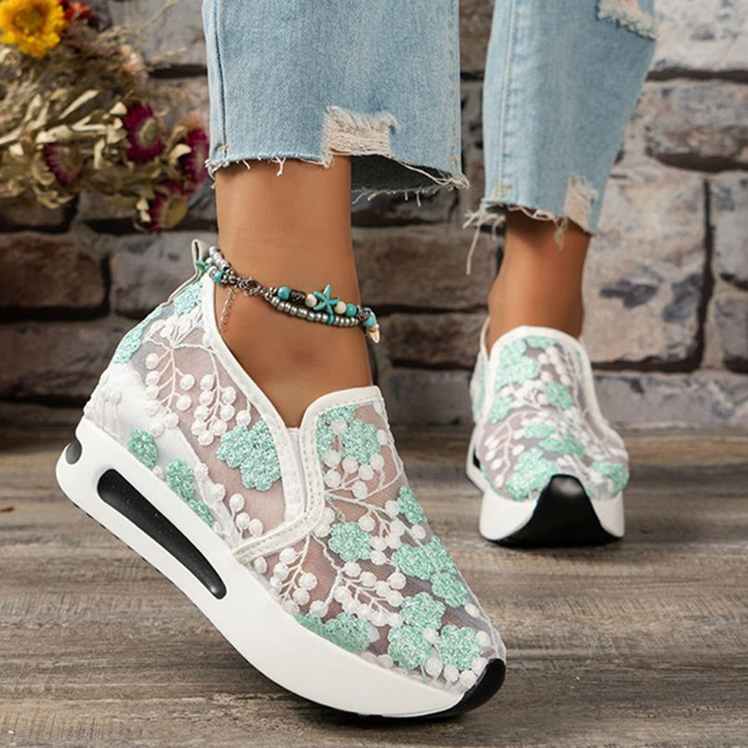 Dames Sneakers met Kant en Bloemenprint