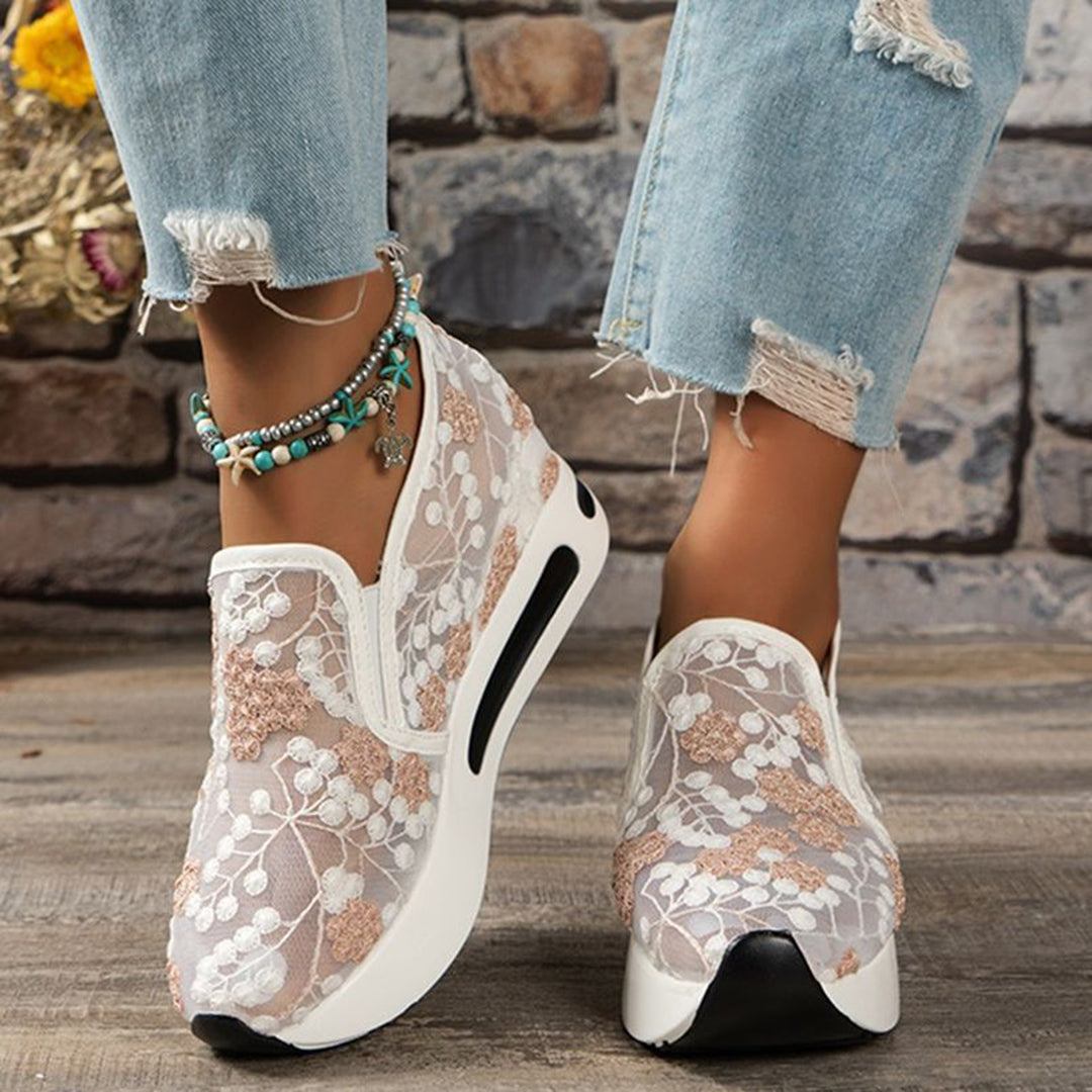 Dames Sneakers met Kant en Bloemenprint