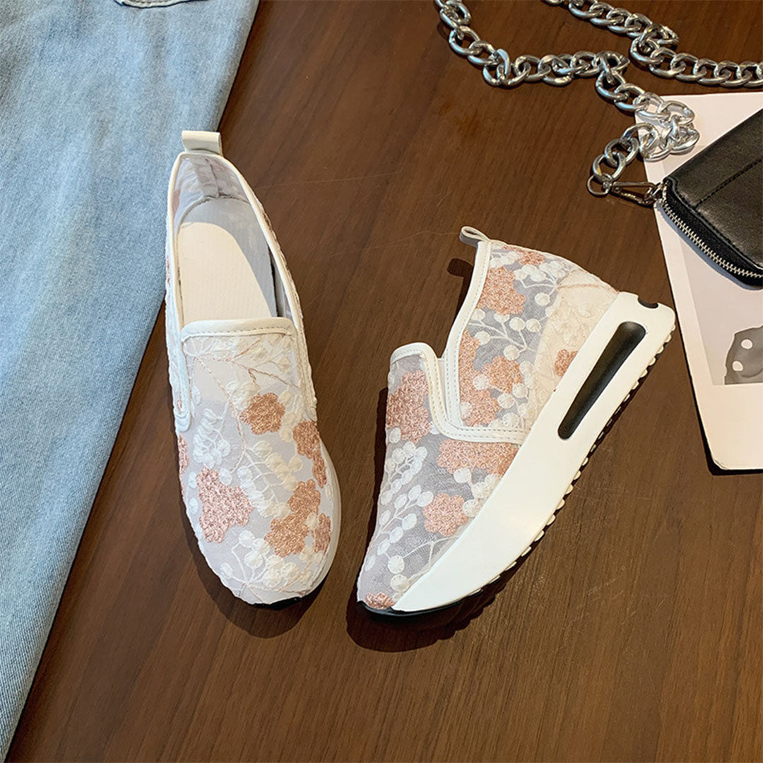 Dames Sneakers met Kant en Bloemenprint