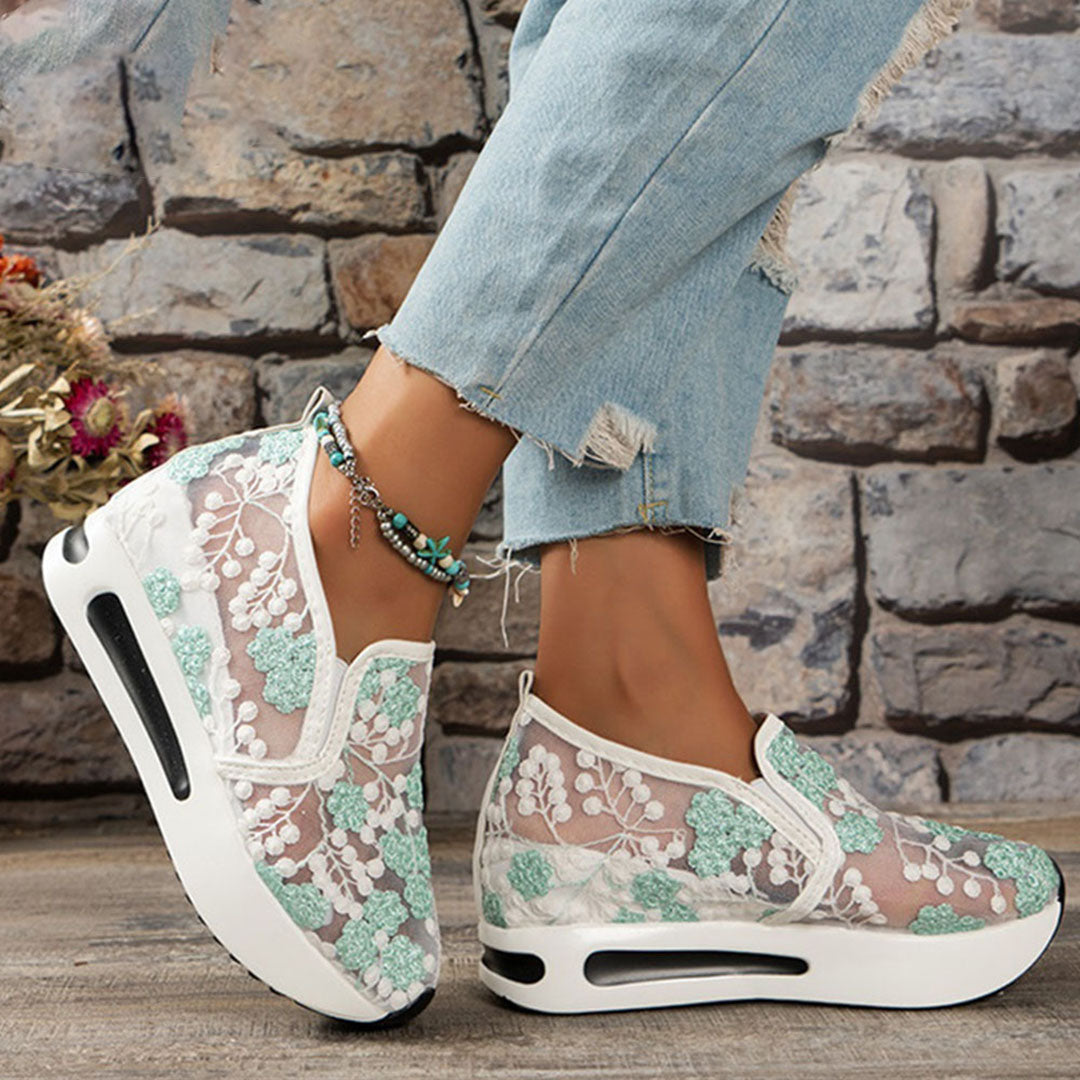 Dames Sneakers met Kant en Bloemenprint