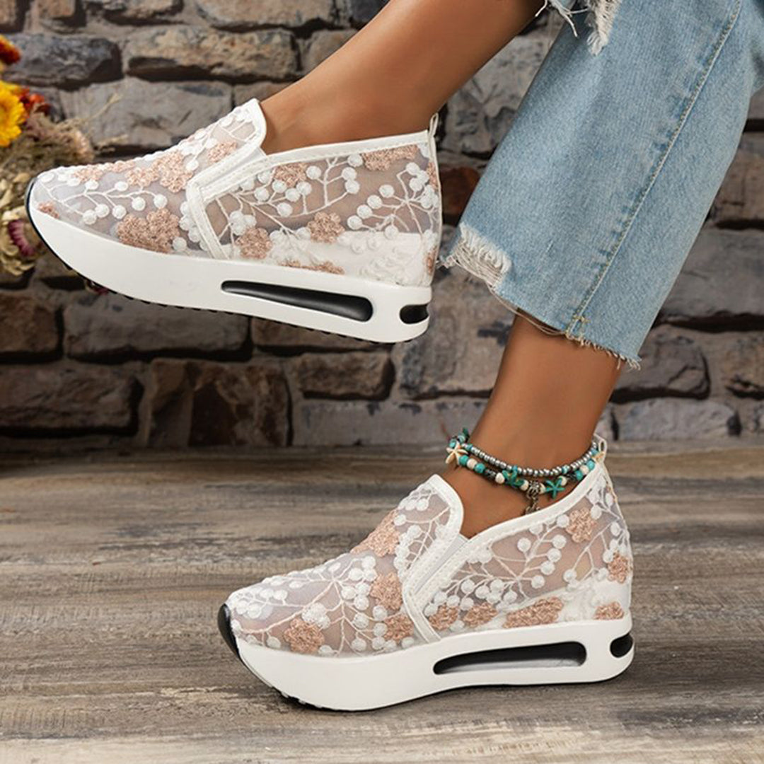 Dames Sneakers met Kant en Bloemenprint