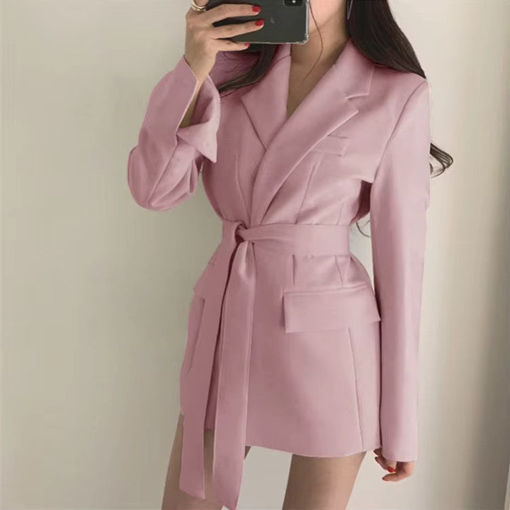 Damesblazer met Riem en Stijlvolle Pasvorm