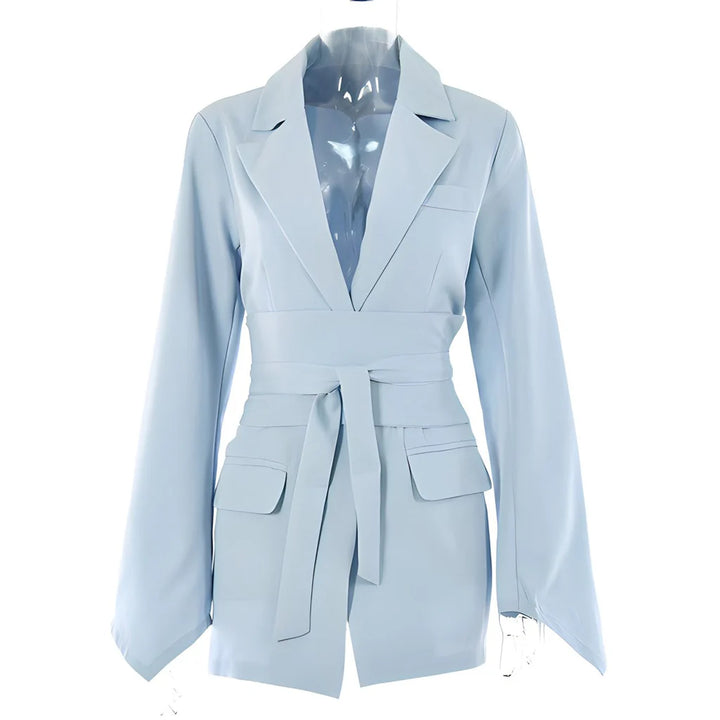 Damesblazer met Riem en Stijlvolle Pasvorm