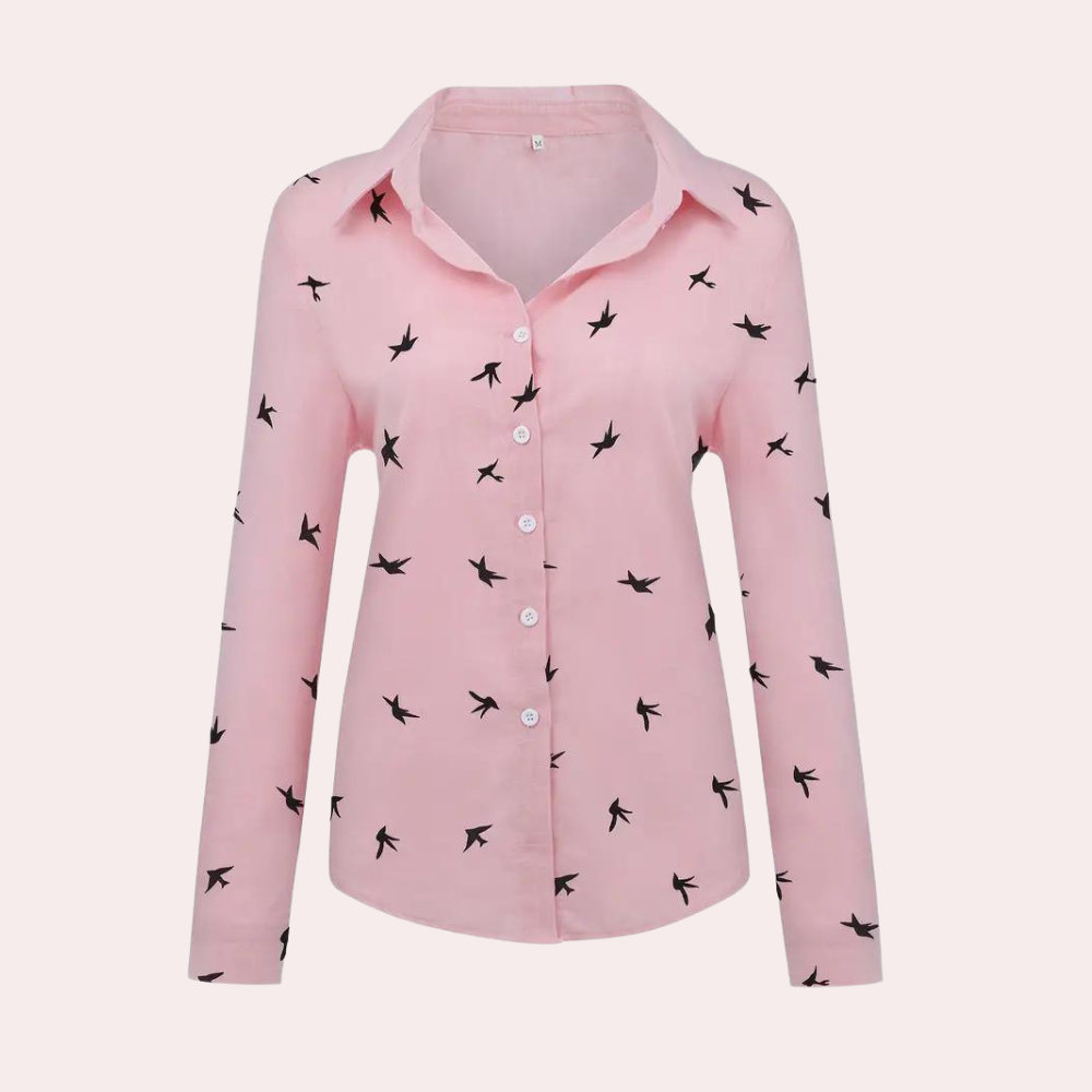 Damesblouse Lange Mouwen Zwaluwprint