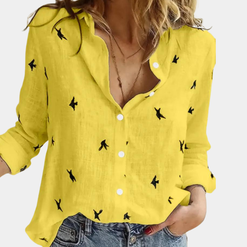 Damesblouse Lange Mouwen Zwaluwprint