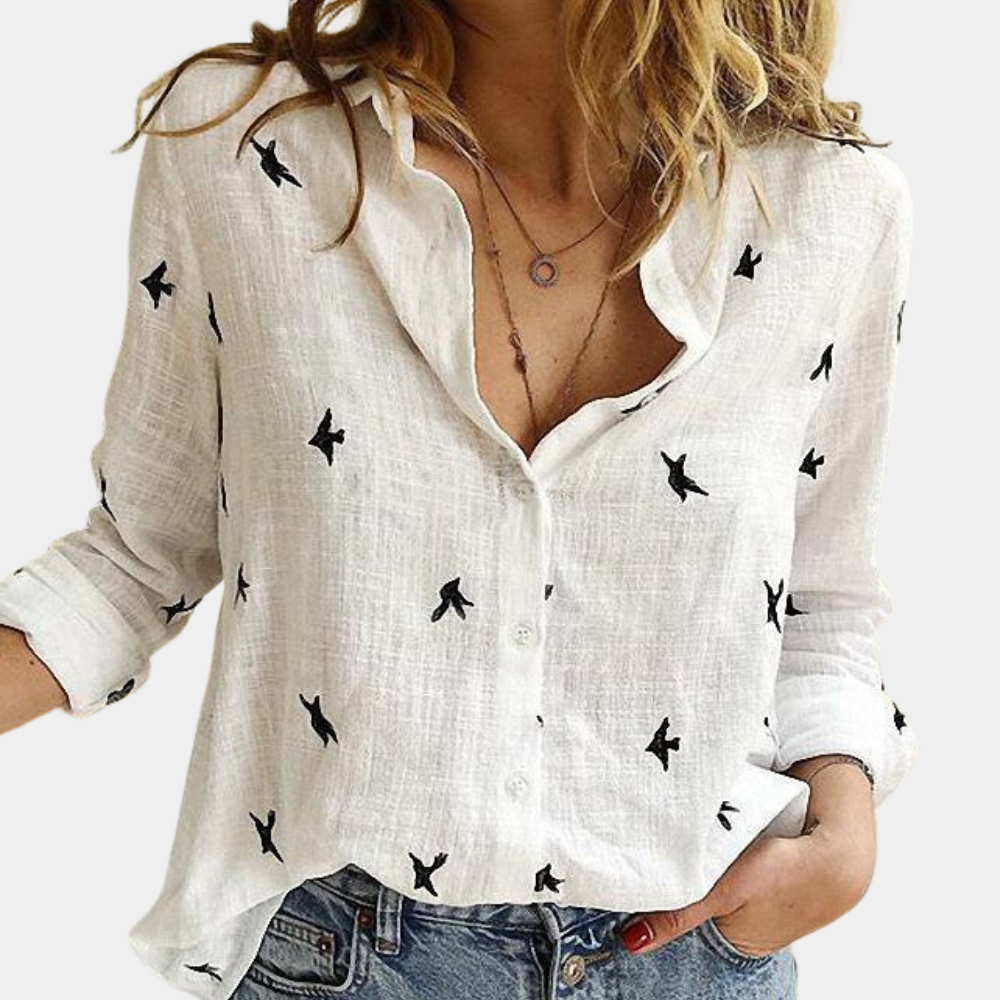 Damesblouse Lange Mouwen Zwaluwprint