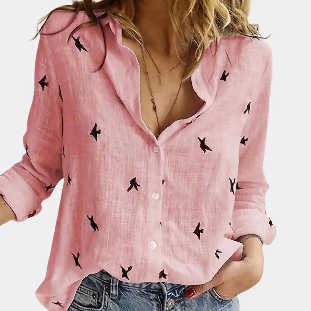 Damesblouse Lange Mouwen Zwaluwprint