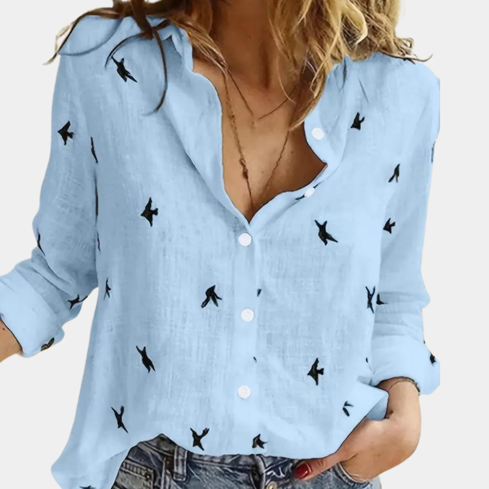 Damesblouse Lange Mouwen Zwaluwprint