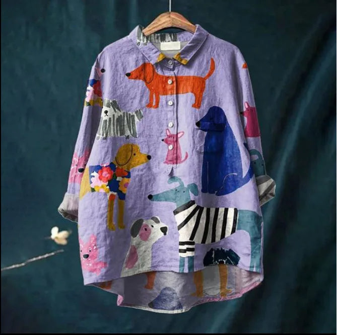 Damesblouse met 3D Cartoon Dierenprint