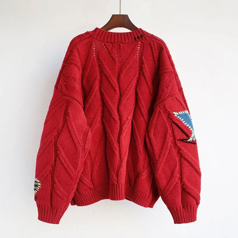 Damesvest met Patchwork Borduursel en V-hals