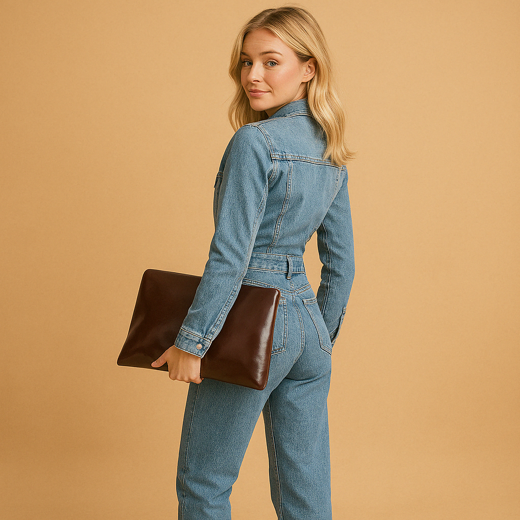 Denim Jumpsuit met Lange Mouwen