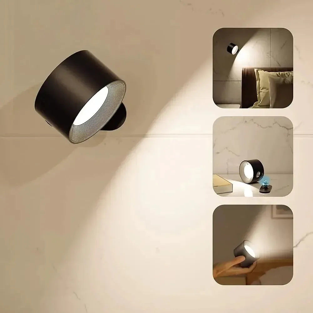 Draadloze Dimbare Wandlamp Claudine - Metaal 360° Rotatie