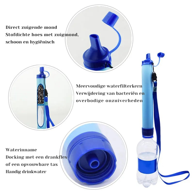 Draagbaar Waterfilter voor Outdoor en Noodgebruik