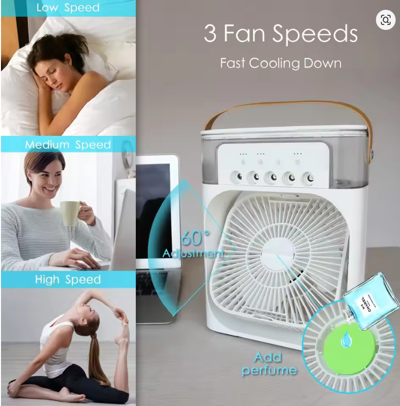Draagbare USB Ventilator met Luchtbevochtiger en LED