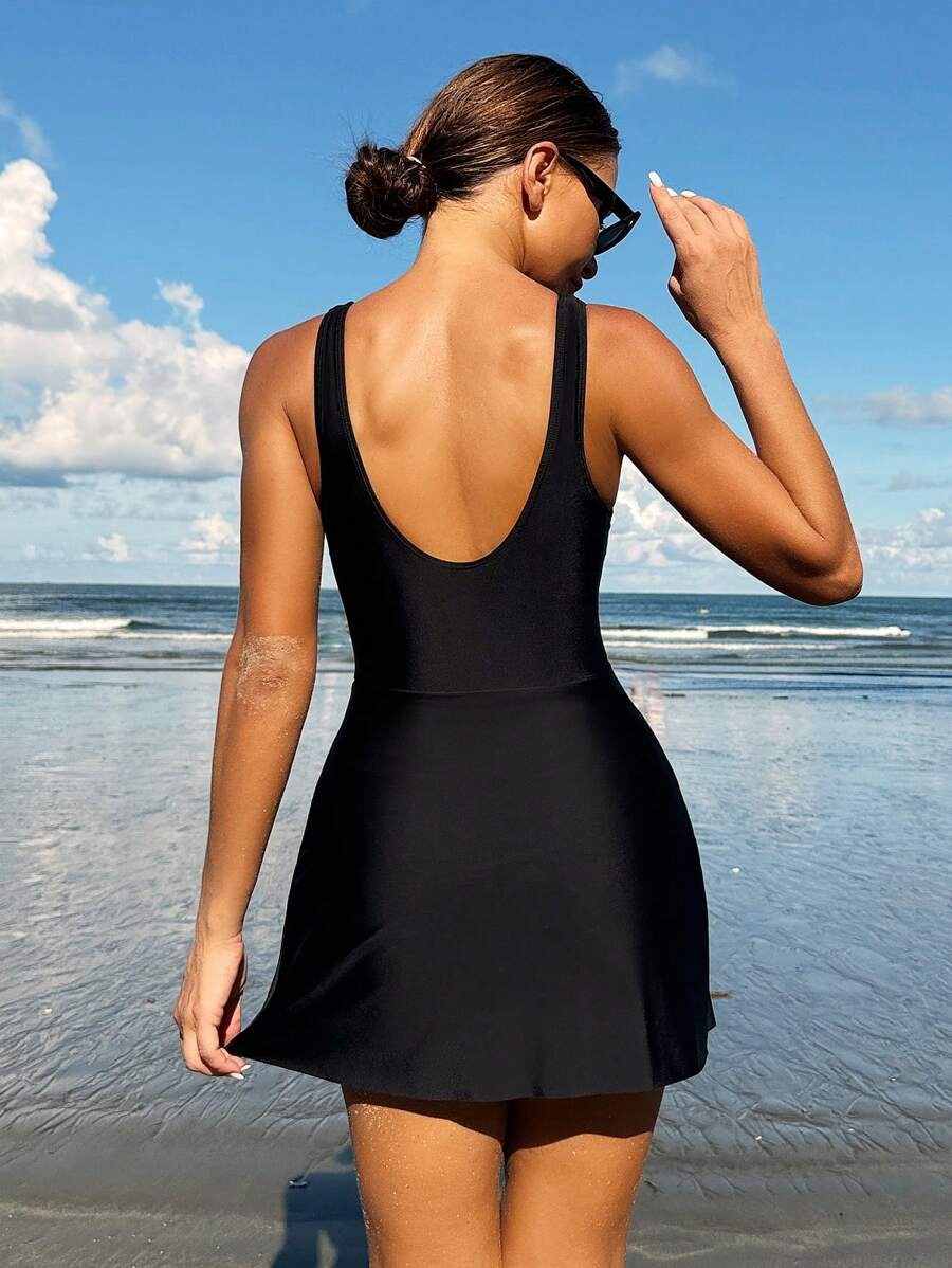 Effen Strandjurk met Ronde Hals voor Vakantie