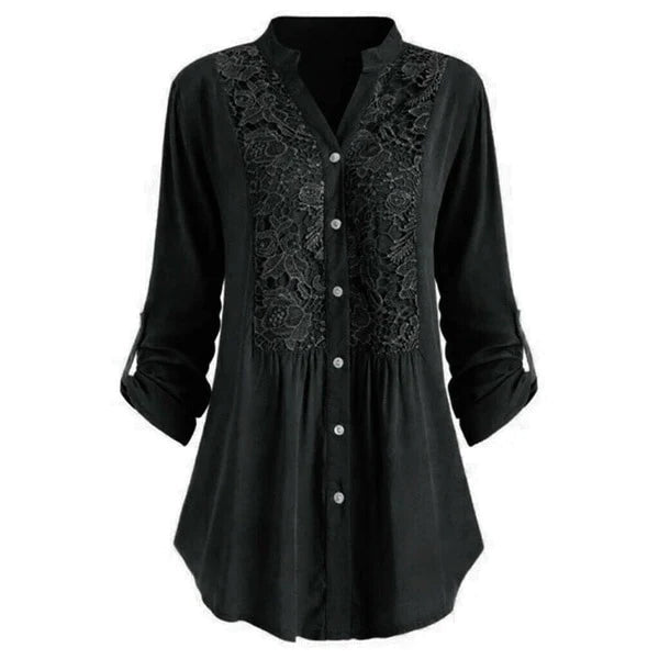 Egle Lange Blouse met Kant en Pofmouwen