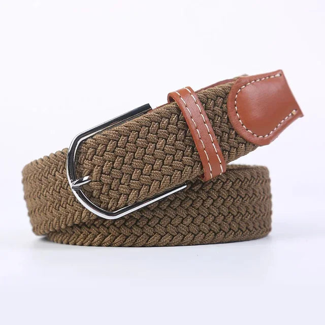 Elastische Lederen Riem met Comfort Gesp