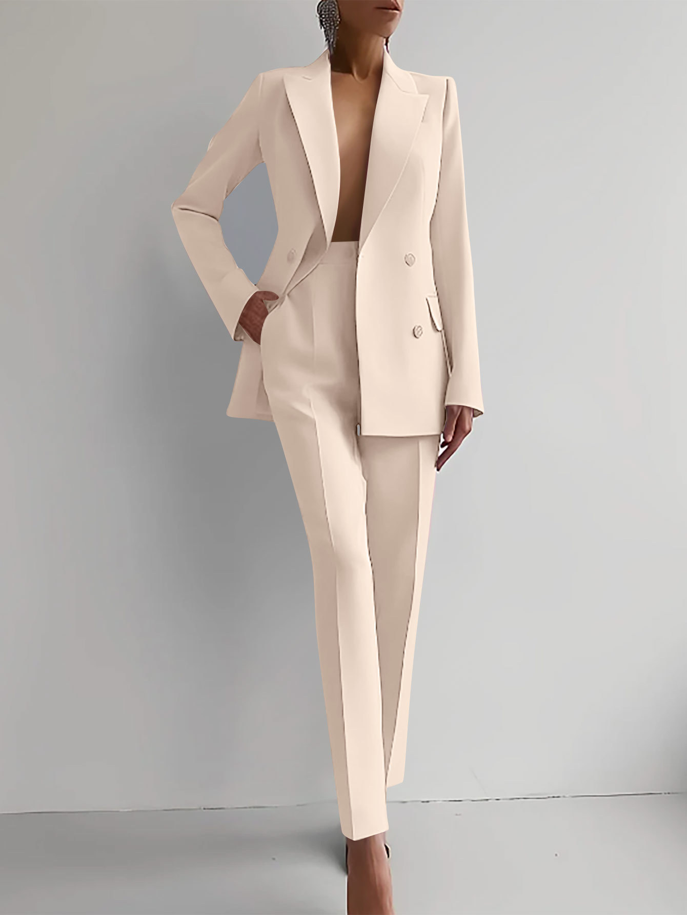 Elegant Dames Blazerpak Tweedelig Set