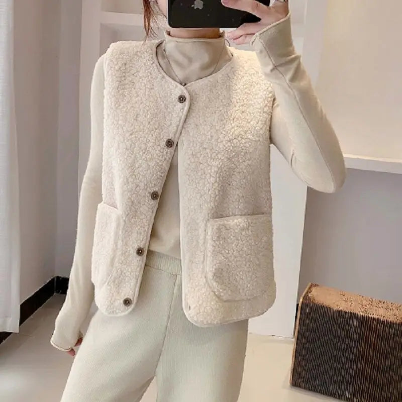 Elegant Damesvest met Knoopsluiting en Zakken