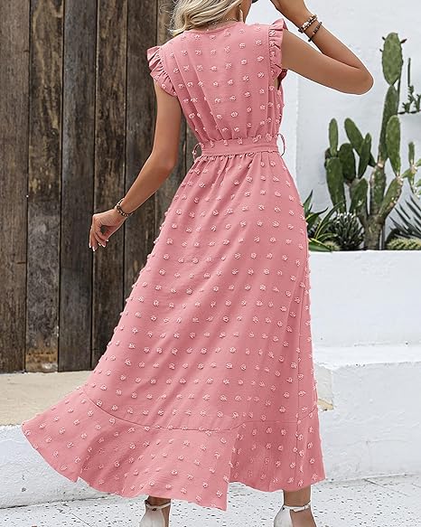Elegant Geplooide Jurk Amanda Stippenpatroon