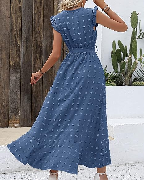 Elegant Geplooide Jurk Amanda Stippenpatroon