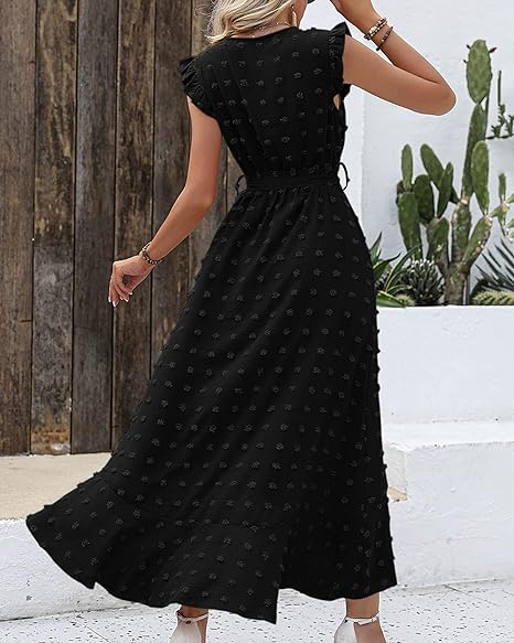 Elegant Geplooide Jurk Amanda Stippenpatroon