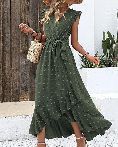 Elegant Geplooide Jurk Amanda Stippenpatroon
