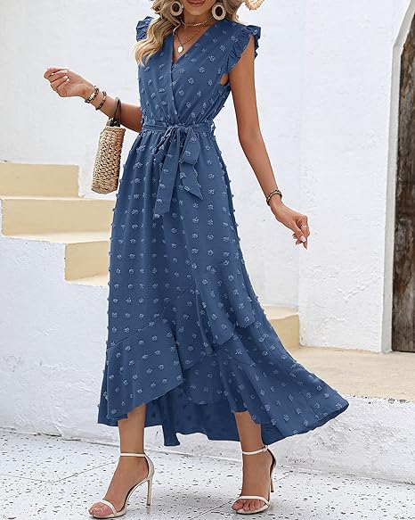 Elegant Geplooide Jurk Amanda Stippenpatroon