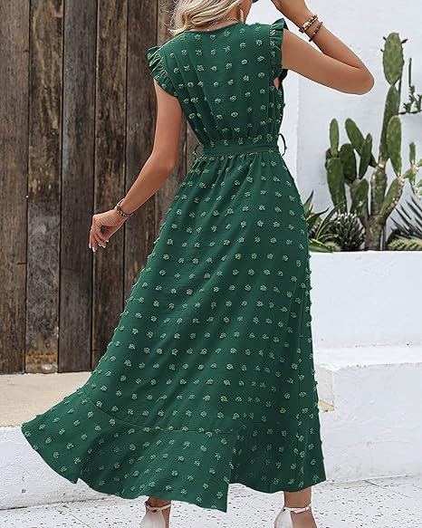 Elegant Geplooide Jurk Amanda Stippenpatroon