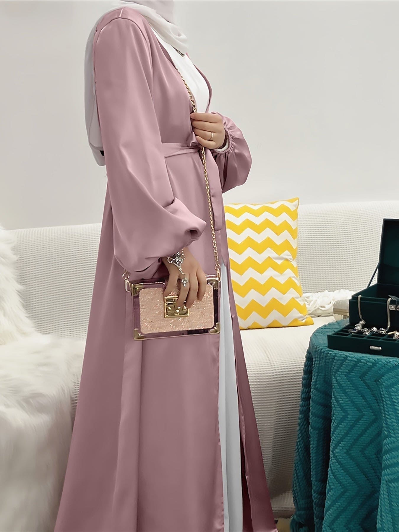 Elegante Abaya Jurk met Riem - Luxe