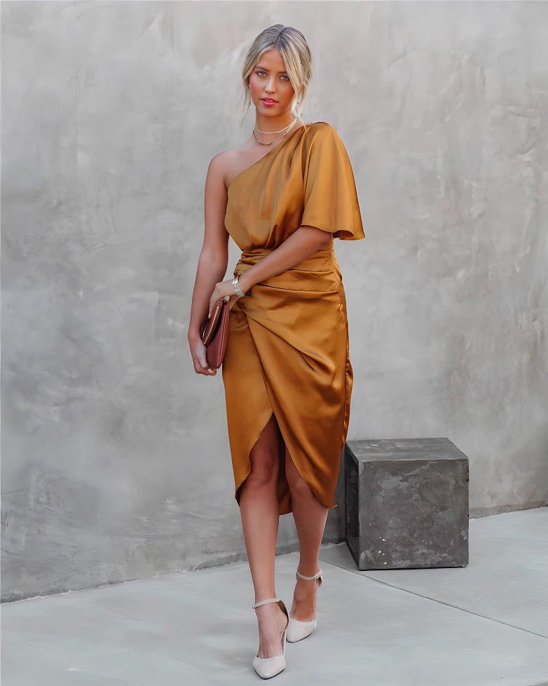 Elegante Asymmetrische Off-Shoulder Jurk