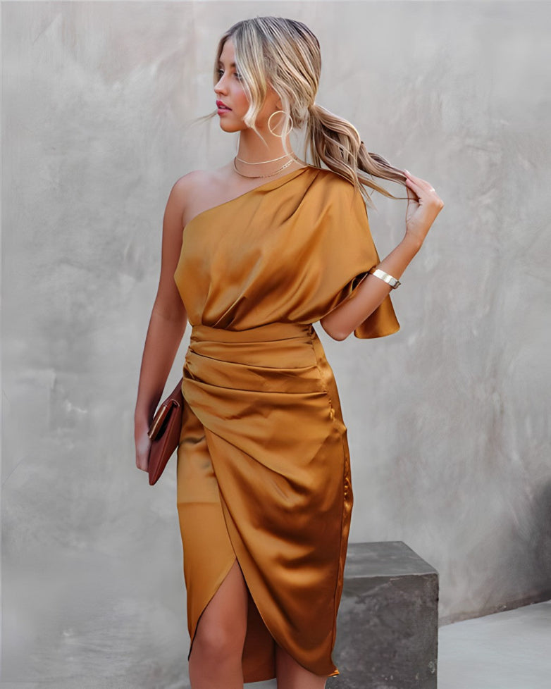 Elegante Asymmetrische Off-Shoulder Jurk
