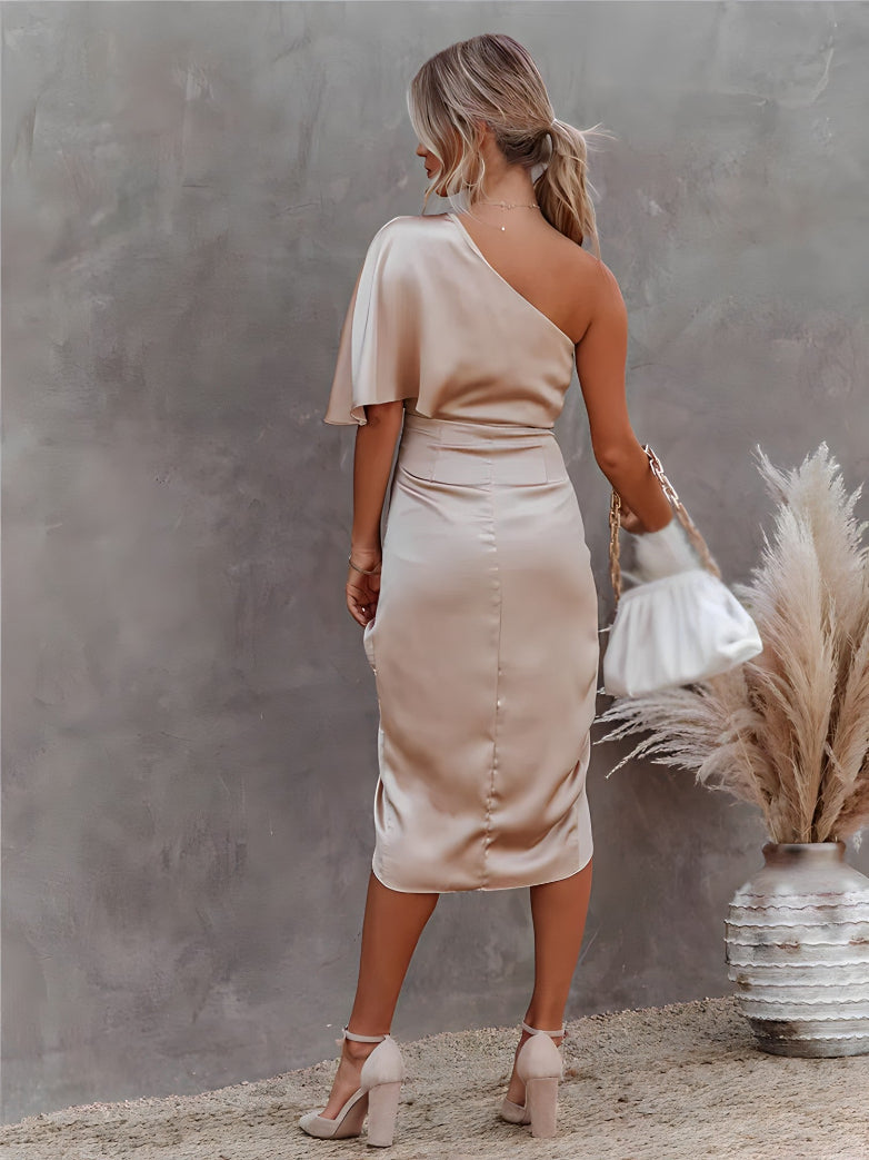 Elegante Asymmetrische Off-Shoulder Jurk