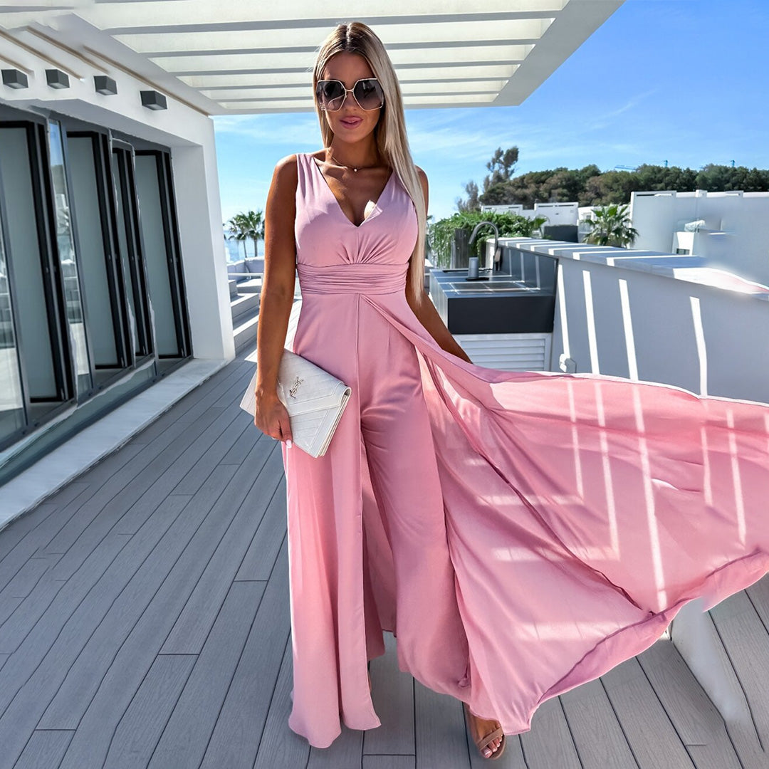 Elegante Dames Jumpsuit met Asymmetrische Halslijn