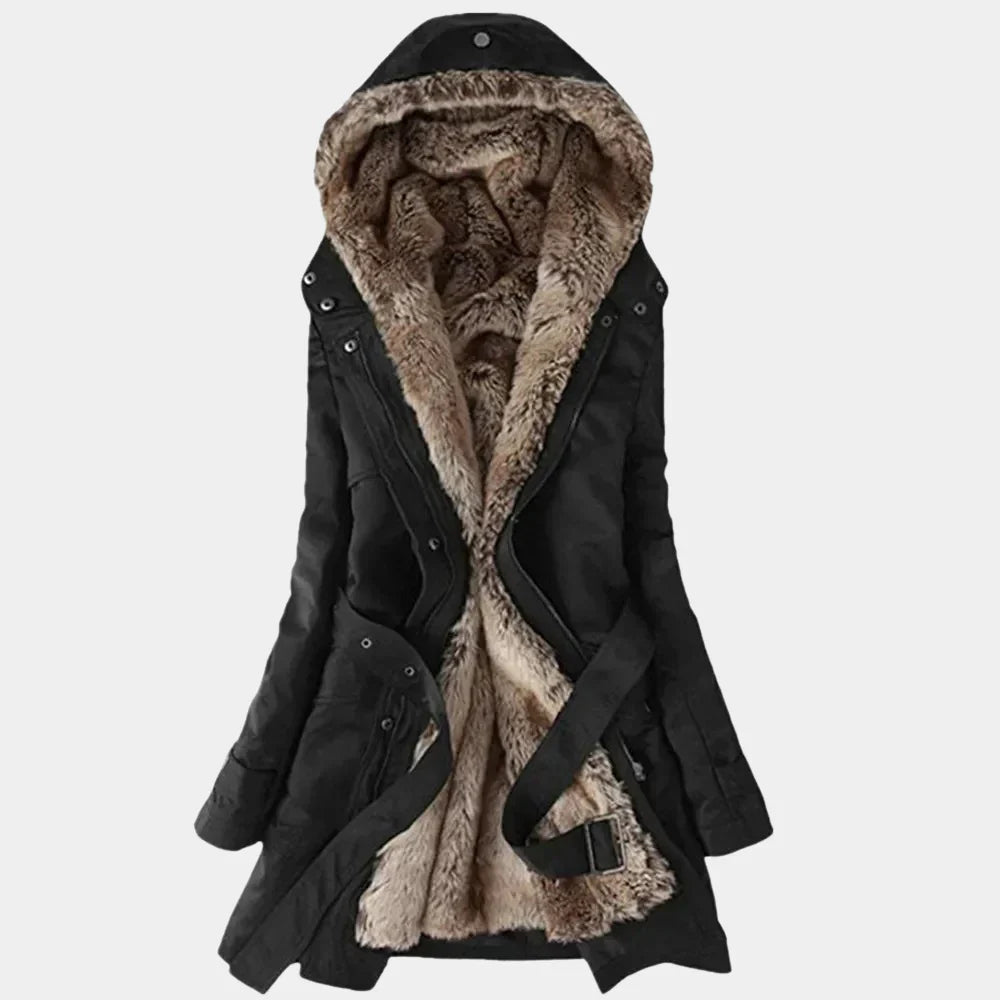 Elegante Dames Winterparka met Bontvoering