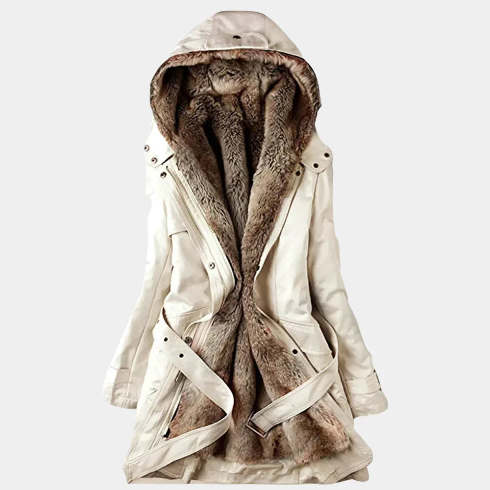Elegante Dames Winterparka met Bontvoering