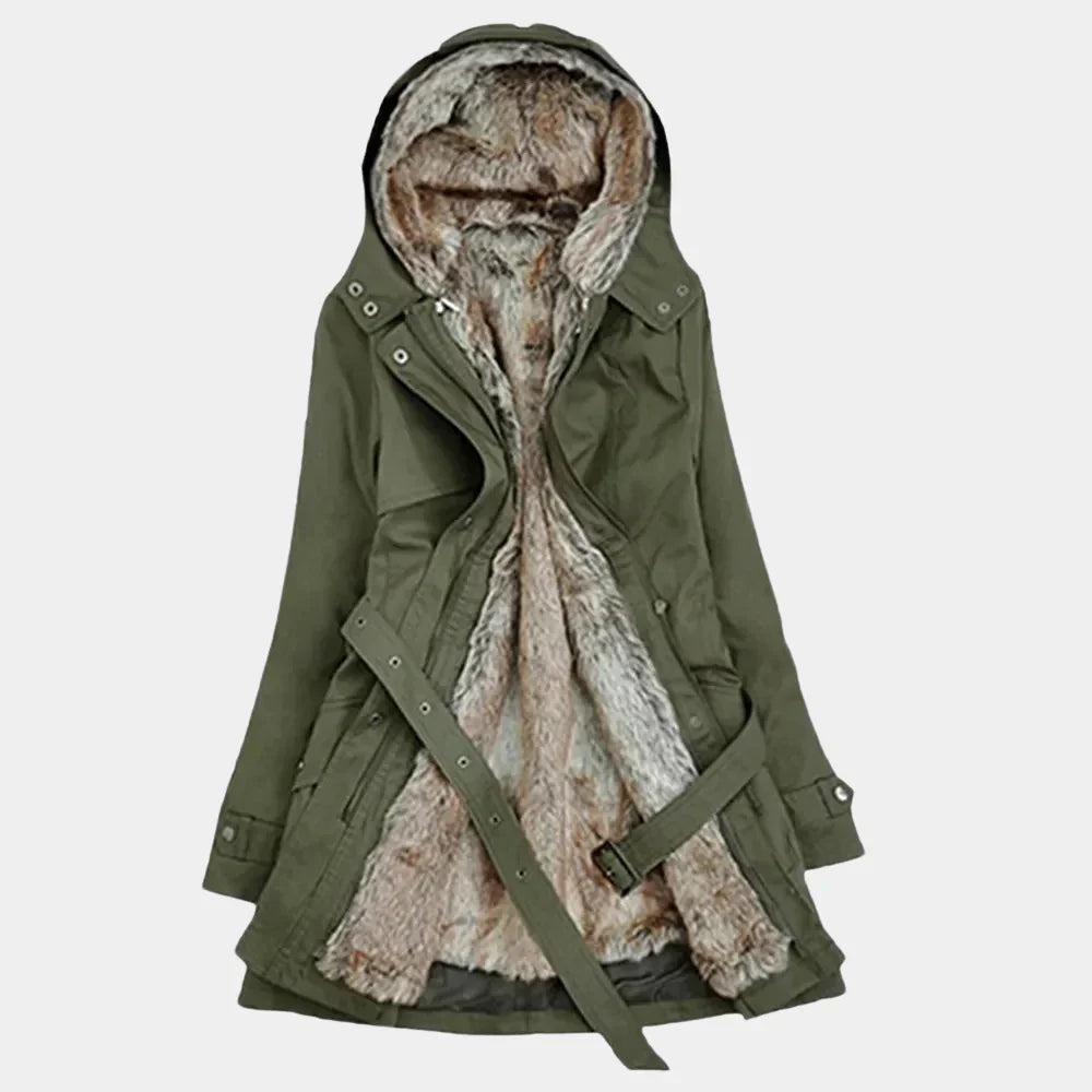 Elegante Dames Winterparka met Bontvoering