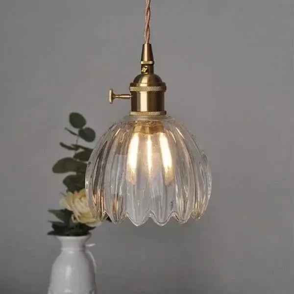 Elegante Glazen Bloem Hanglamp - Glas Metalen Sfeer