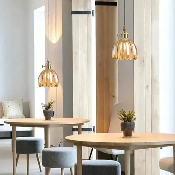 Elegante Glazen Bloem Hanglamp - Glas Metalen Sfeer