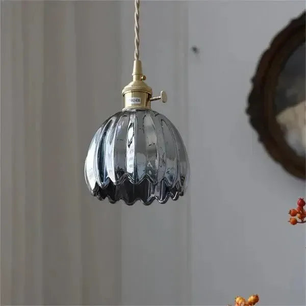 Elegante Glazen Bloem Hanglamp - Glas Metalen Sfeer