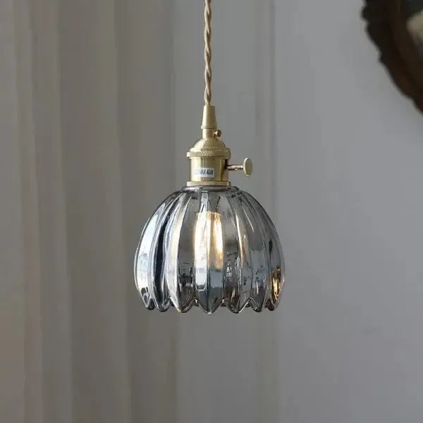 Elegante Glazen Bloem Hanglamp - Glas Metalen Sfeer