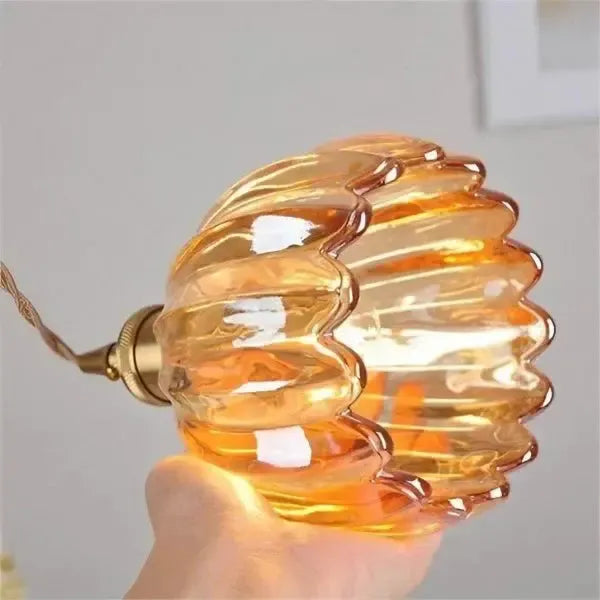 Elegante Glazen Bloem Hanglamp - Glas Metalen Sfeer