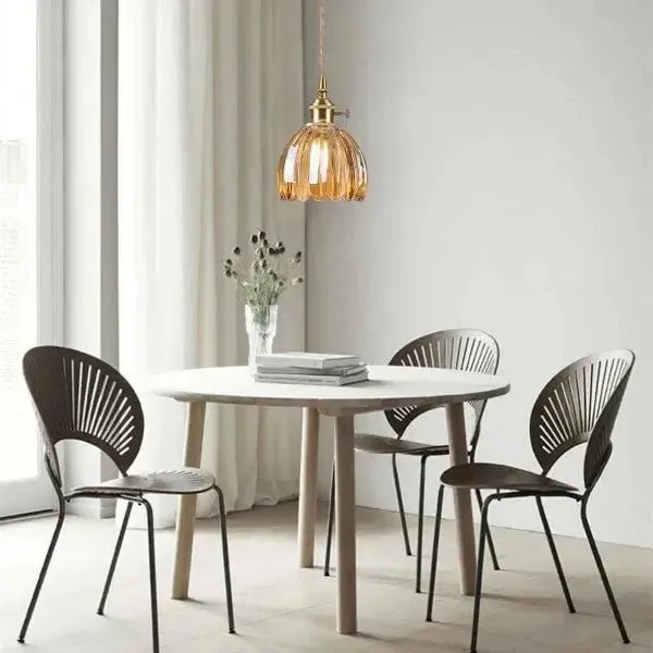 Elegante Glazen Bloem Hanglamp - Glas Metalen Sfeer
