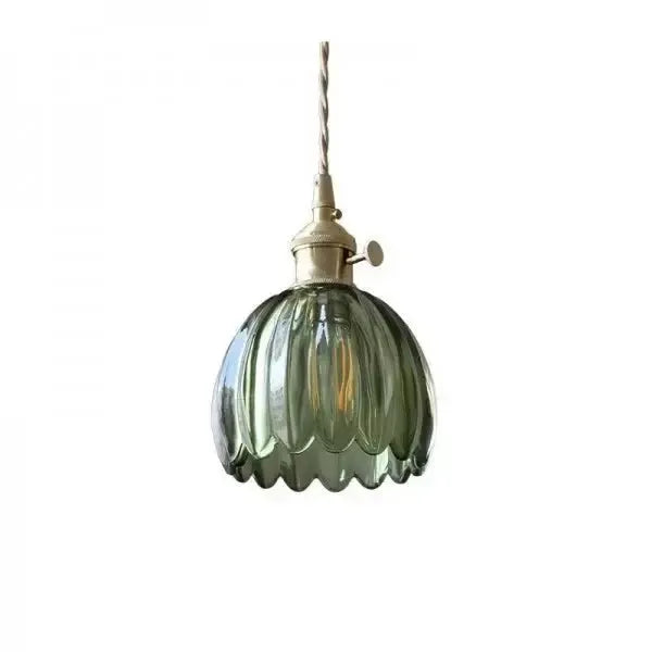 Elegante Glazen Bloem Hanglamp - Glas Metalen Sfeer