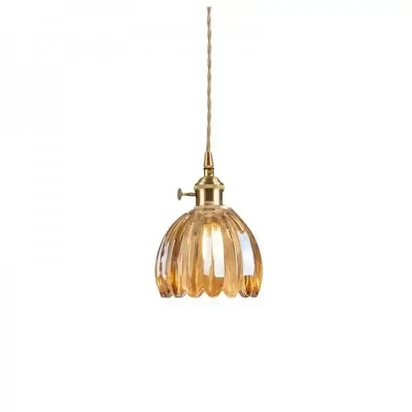 Elegante Glazen Bloem Hanglamp - Glas Metalen Sfeer